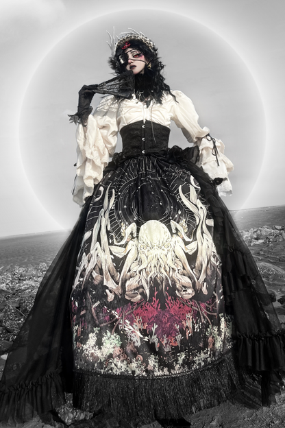 クトゥルフゴシックダークロリータシャツ+スカート+テール+コルセット