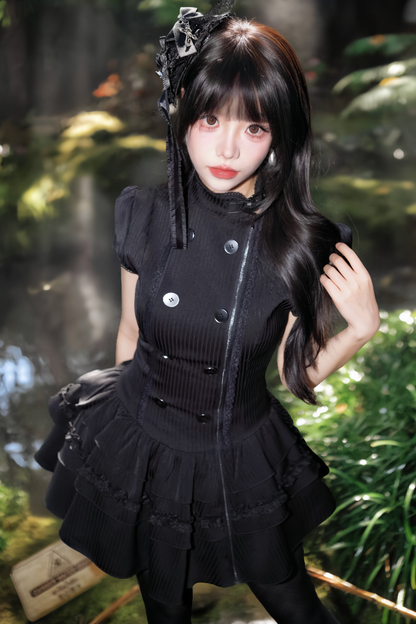 Gothic Lace Waist Cinched Dress