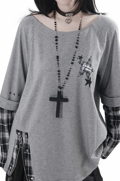 チェックデザイントップス+アシメトップス+パンツ+スカート+ベルト