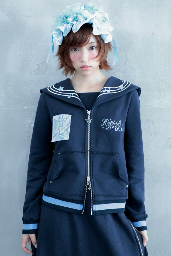Polka Dot Embroidery Sailor Jacket