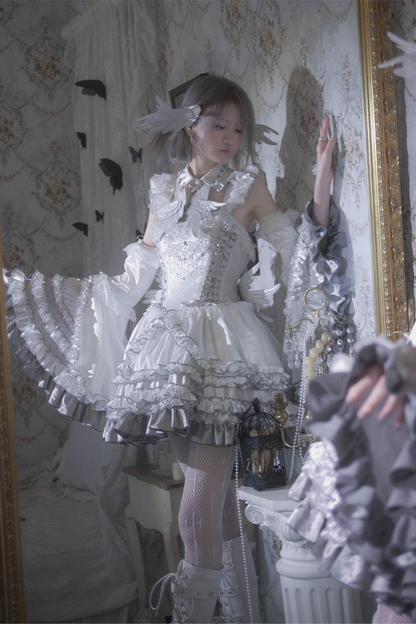 メタリックフリルスプリットスリーブ