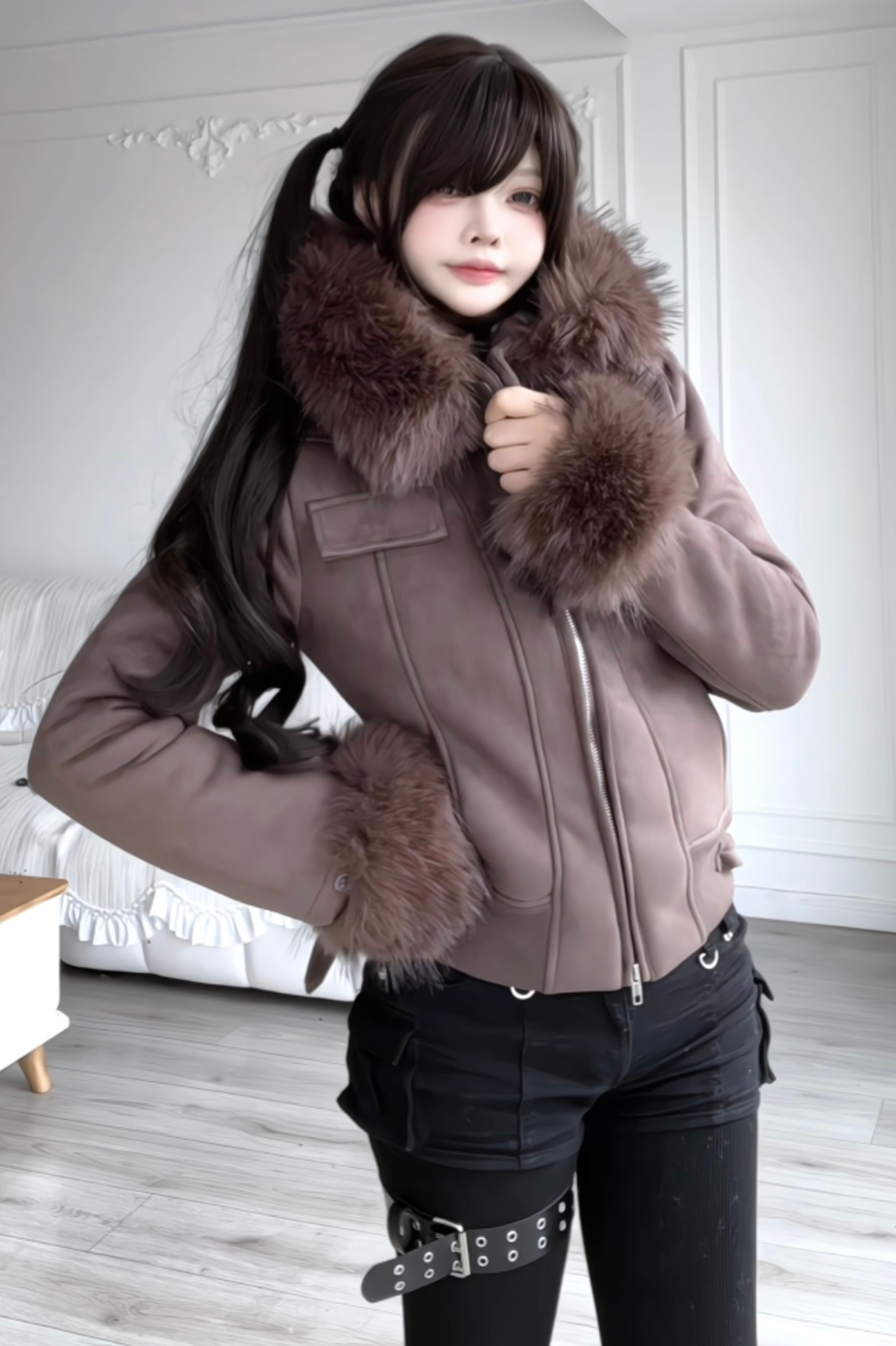 Y2K Fur Hooded Jacket