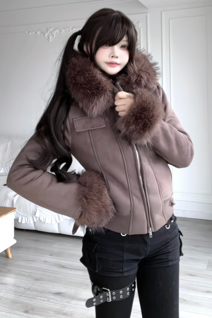 Y2K Fur Hooded Jacket