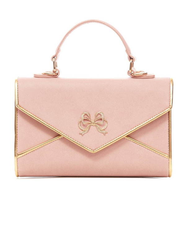 Ribbon motif gold stitch flap bag