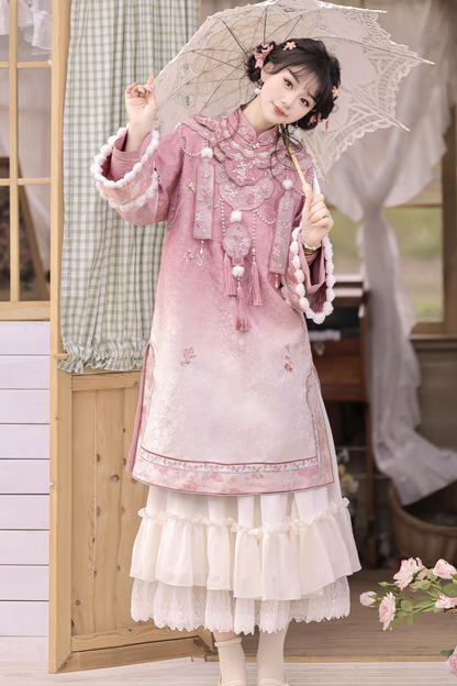 Peach Mist China Top + Skirt + Cloud Shoulder