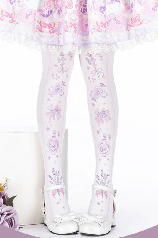 フラワーカラフルロリータオーバー二ーハイソックス