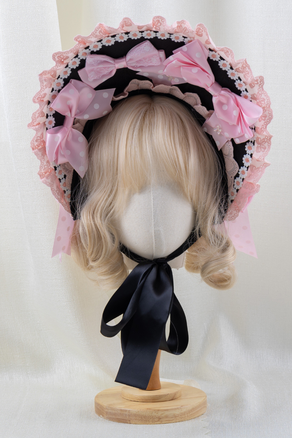 フリルリボンボンネット+ヘアバンド