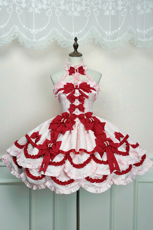 [Vorbestellung bis 3. März]Süßes Rüschen-Lolita-Prinzessinnen-Kleid mit Schleifen