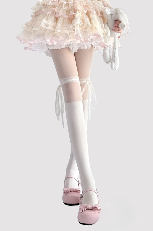 Strappy Lace Ballet Ribbon Tights