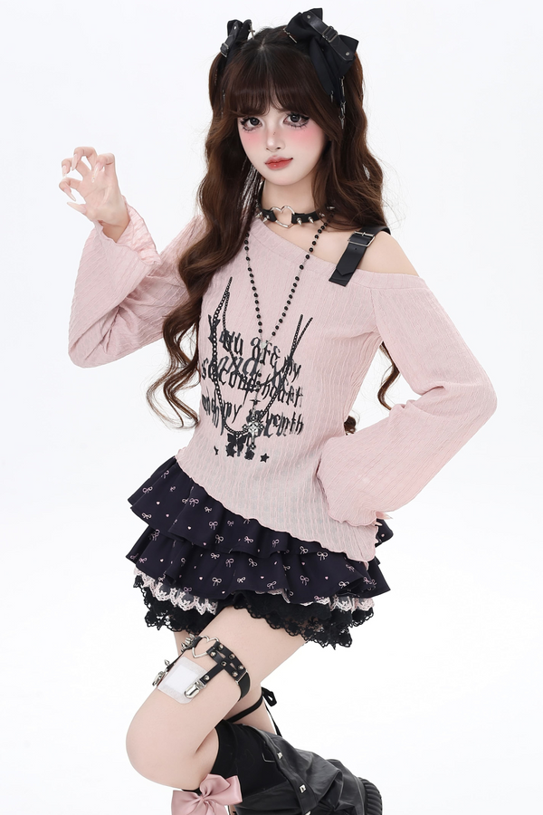 Subculture One Shoulder Leather Sheer Top