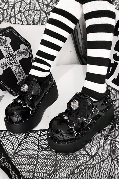 パンクプラットフォームダークシューズ