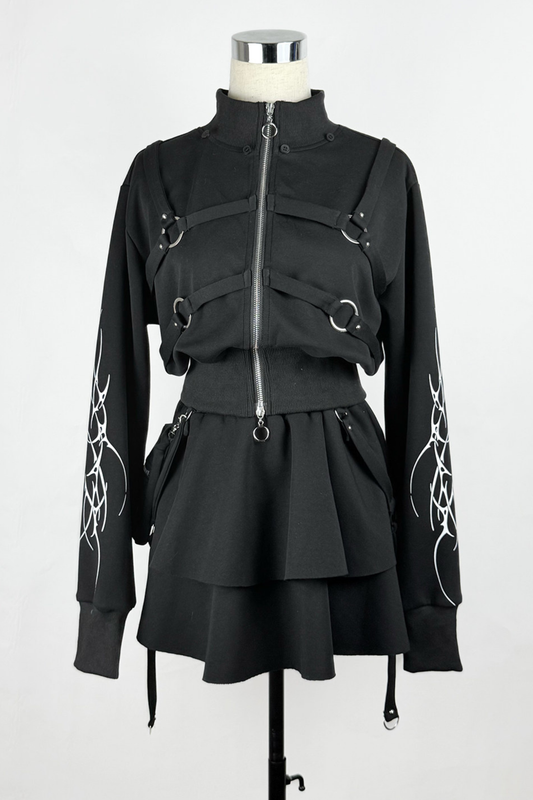 고딕 프린트 재킷 + 스커트