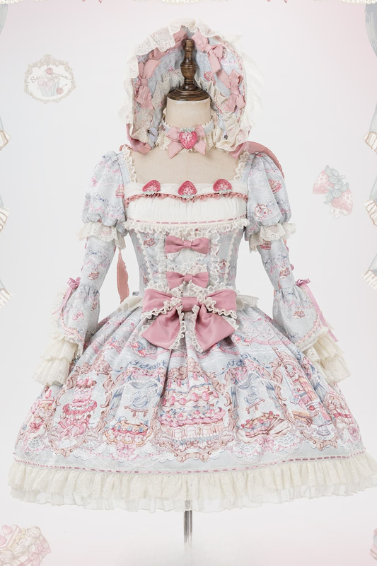 [Vorbestellung] Viktorianisches Retro-Prinzessin-Lolita-Kleid + Halskette + Bnt