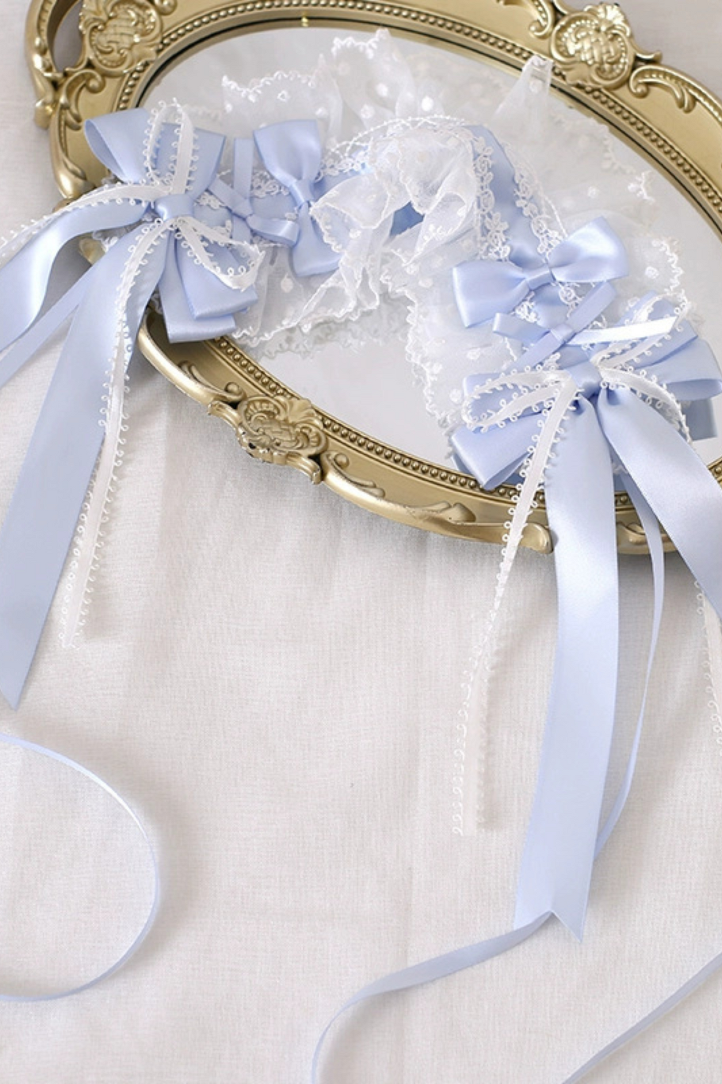 ブルーシルクサテンバレエロリータヘッドアクセサリー