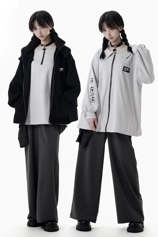 ニュートラルフード付きジャケット+コート+トップス+パンツ+ストラップ