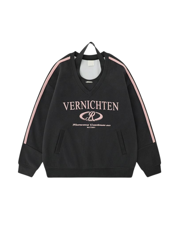 American Retro Letter Halter Neck Two Piece Strainer