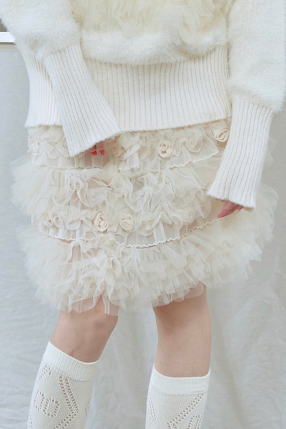 ローズメッシュレイヤードスカート