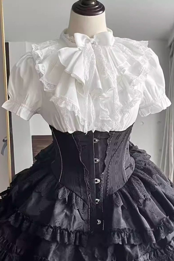 フリルゴシックロリータブラウス+フラワーカラー