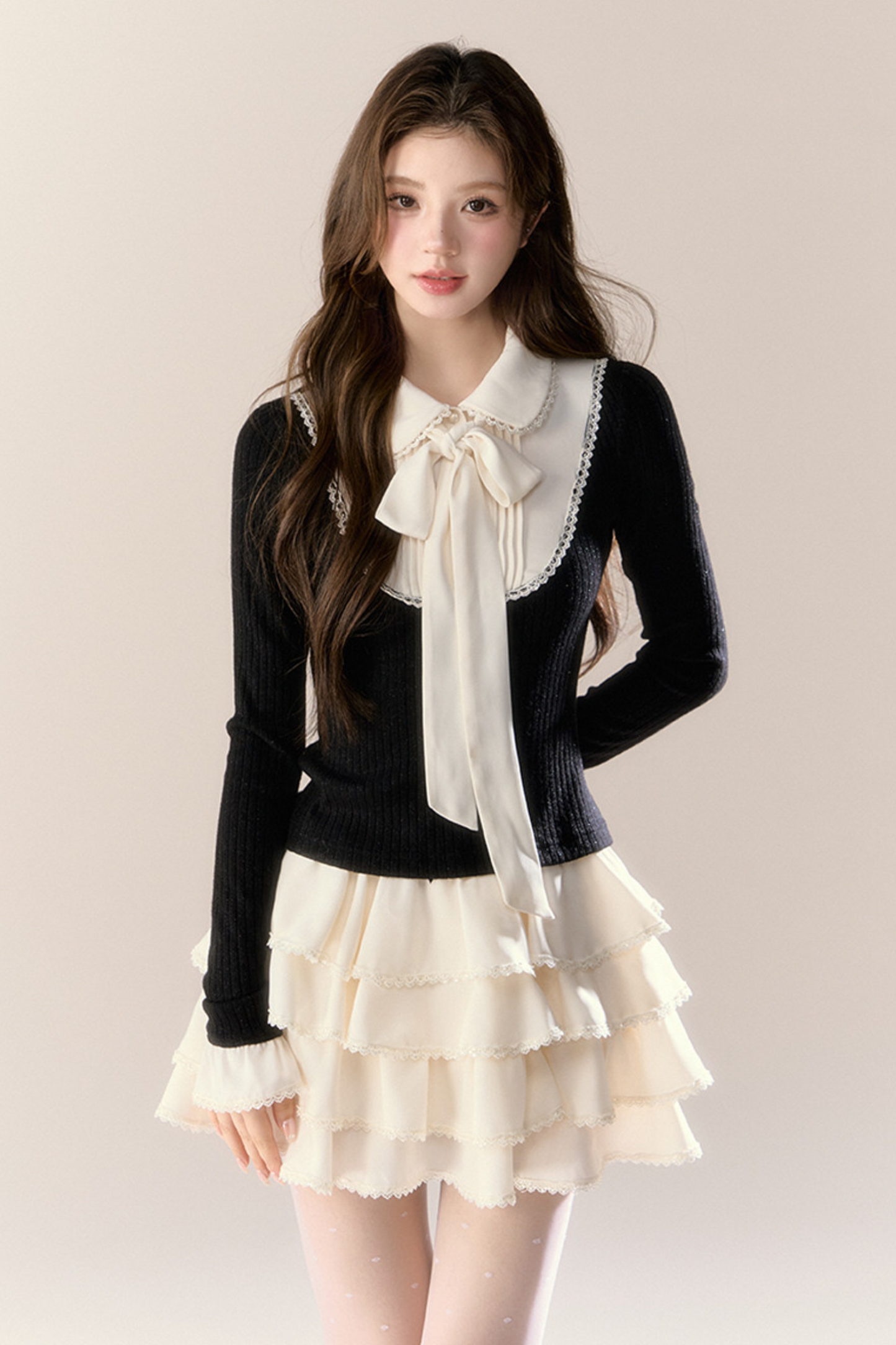 フレンチカレッジトップス+ティアードスカート