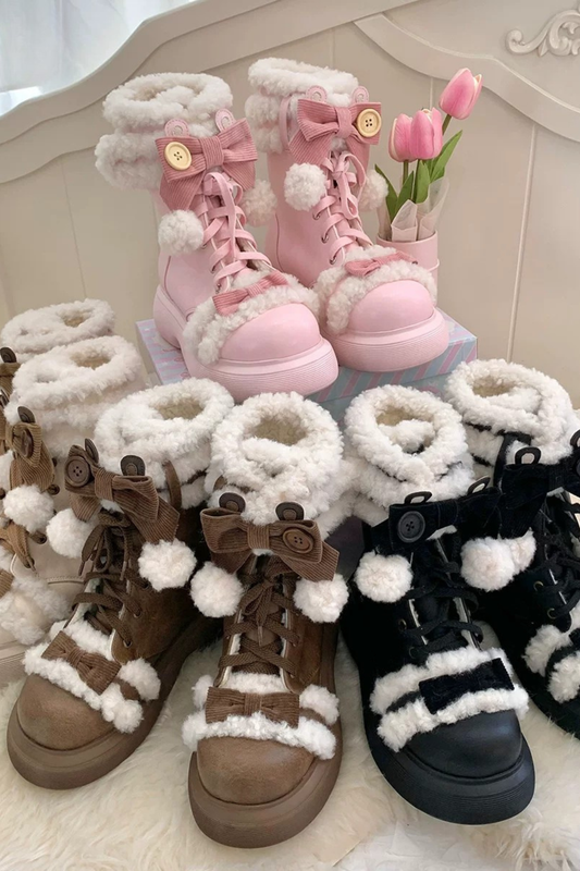 Sheep puff snow boots