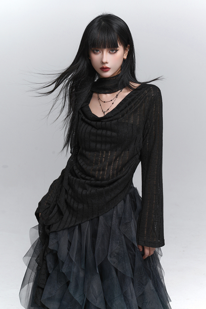 スイングネックカットアウトトップス