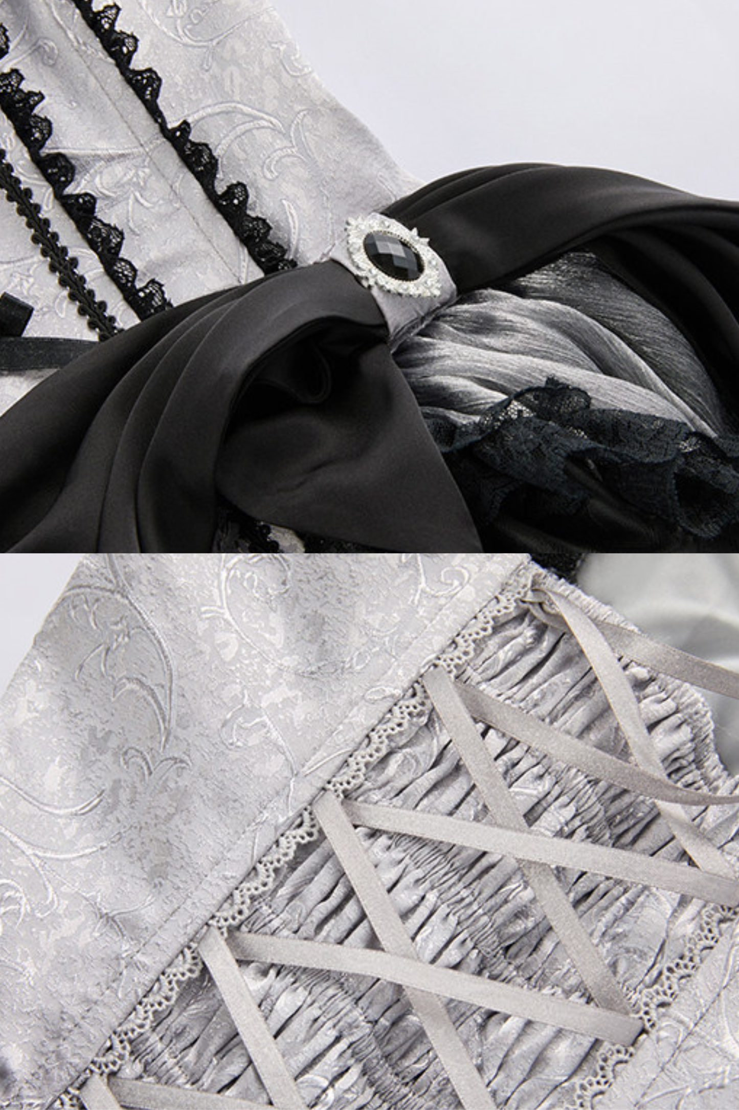 【2月28日予約締切】ダークシルバーレースロリータドレス+BNT+ネックアクセサリー