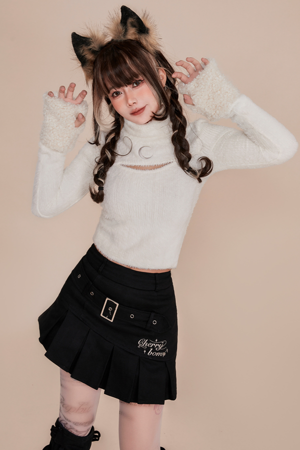 イミテーションミンクスリムニット