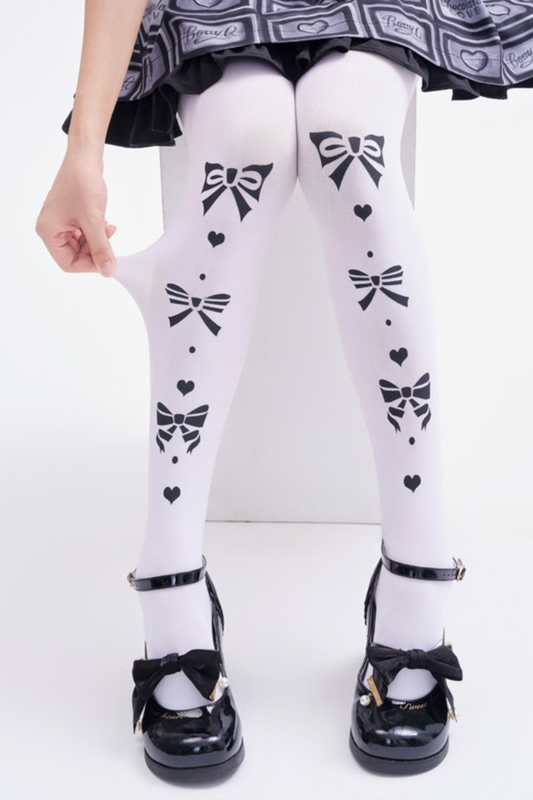 リボンホワイトロリータタイツ