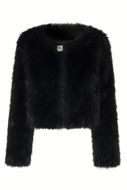 French mode tight dress + fur coat