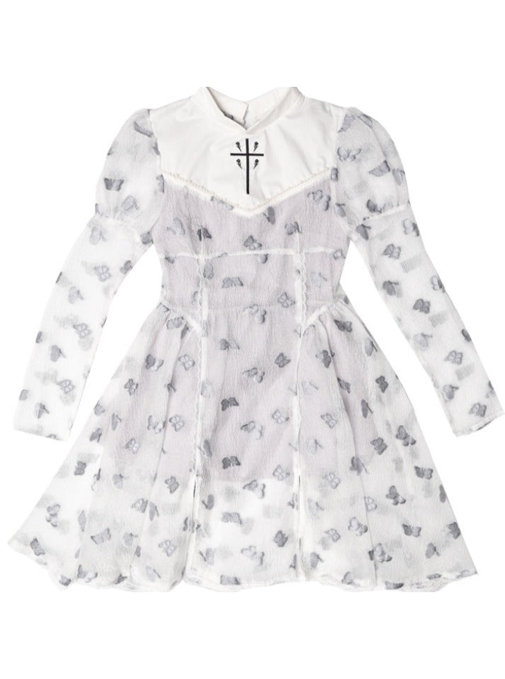 Princess Puff Sleeve West Cross Butterfly dress