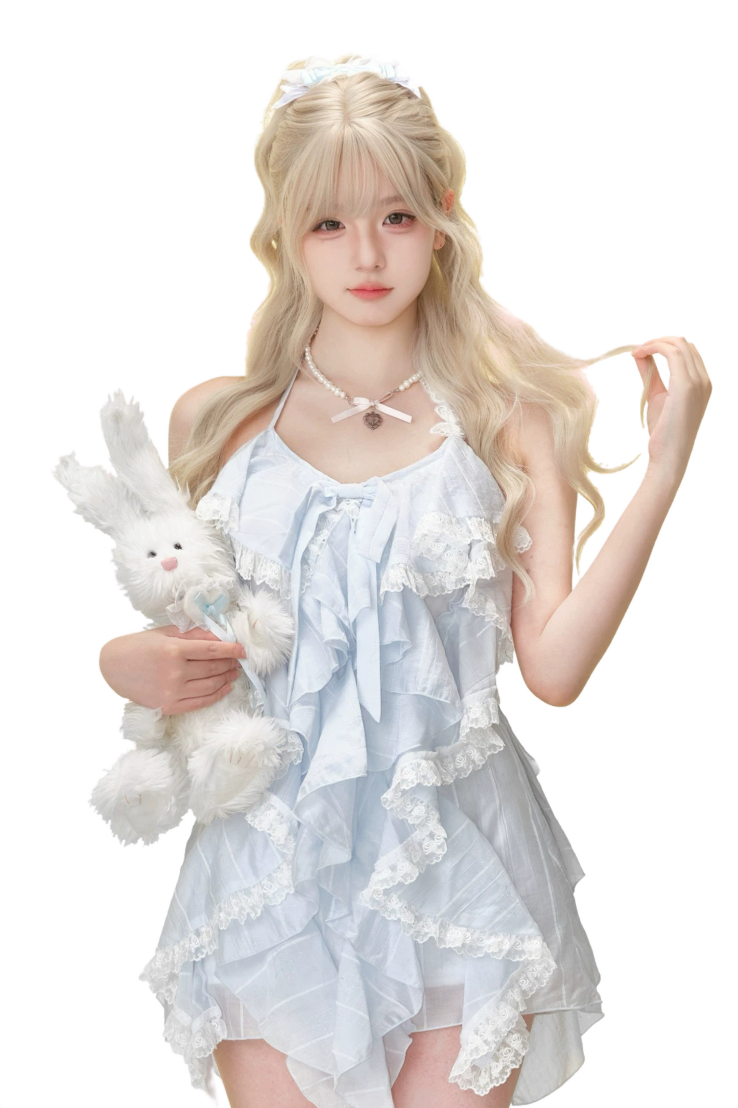 Waves Halter Dress + White Bubble Shorts