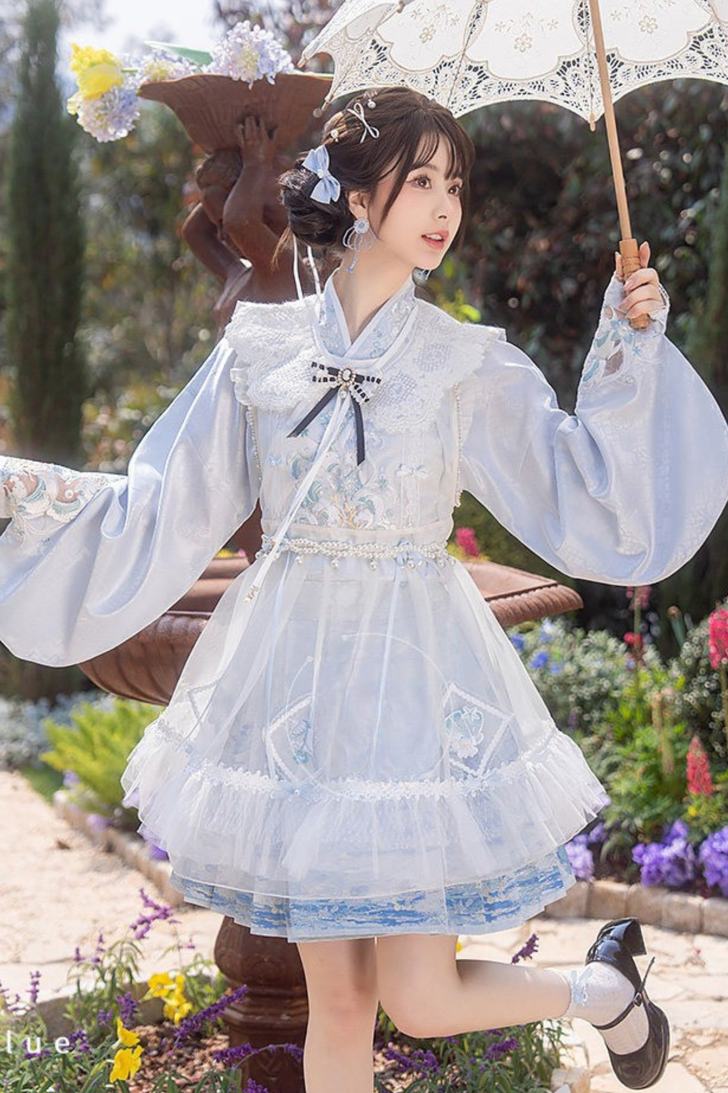 아이스 차이나 셔츠 + 스커트 + 원피스 + 목걸이