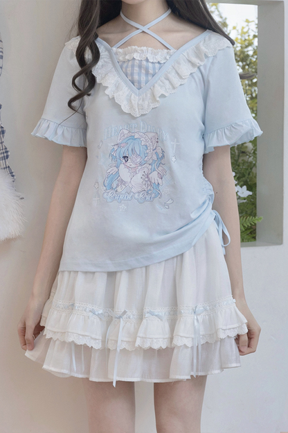 猫スイートブルートップス＆スカート