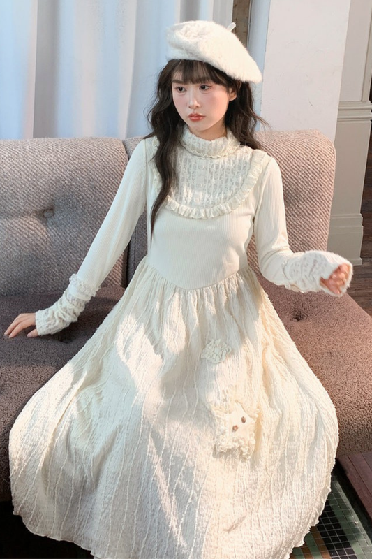 レースパッチワークエーラインドレス