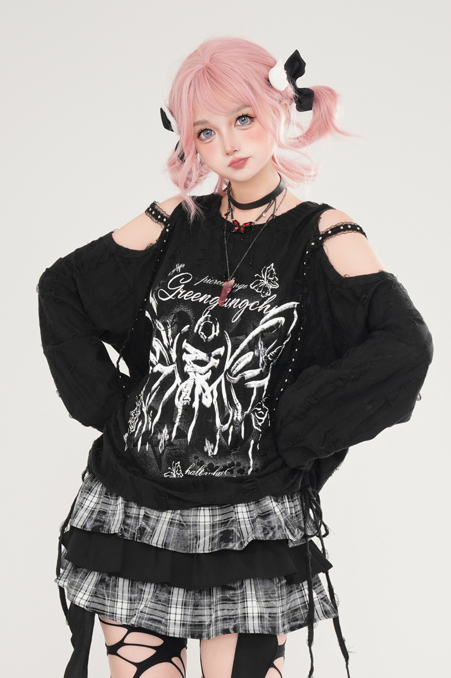 Butterfly Print Strap Off-the-shoulder Top