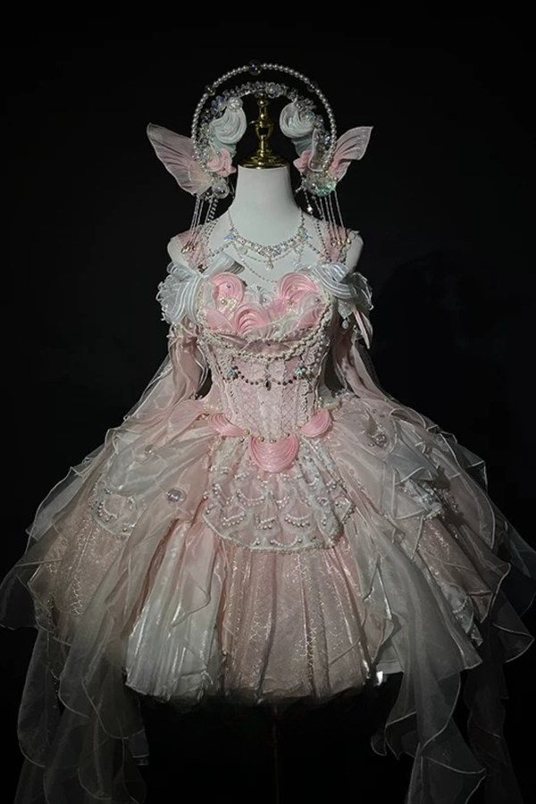Mermaid Chiffon Lolita Dress + Crown + Headband + Sleeves