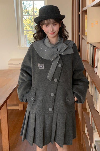 カレッジプリーツヘムルーズコート