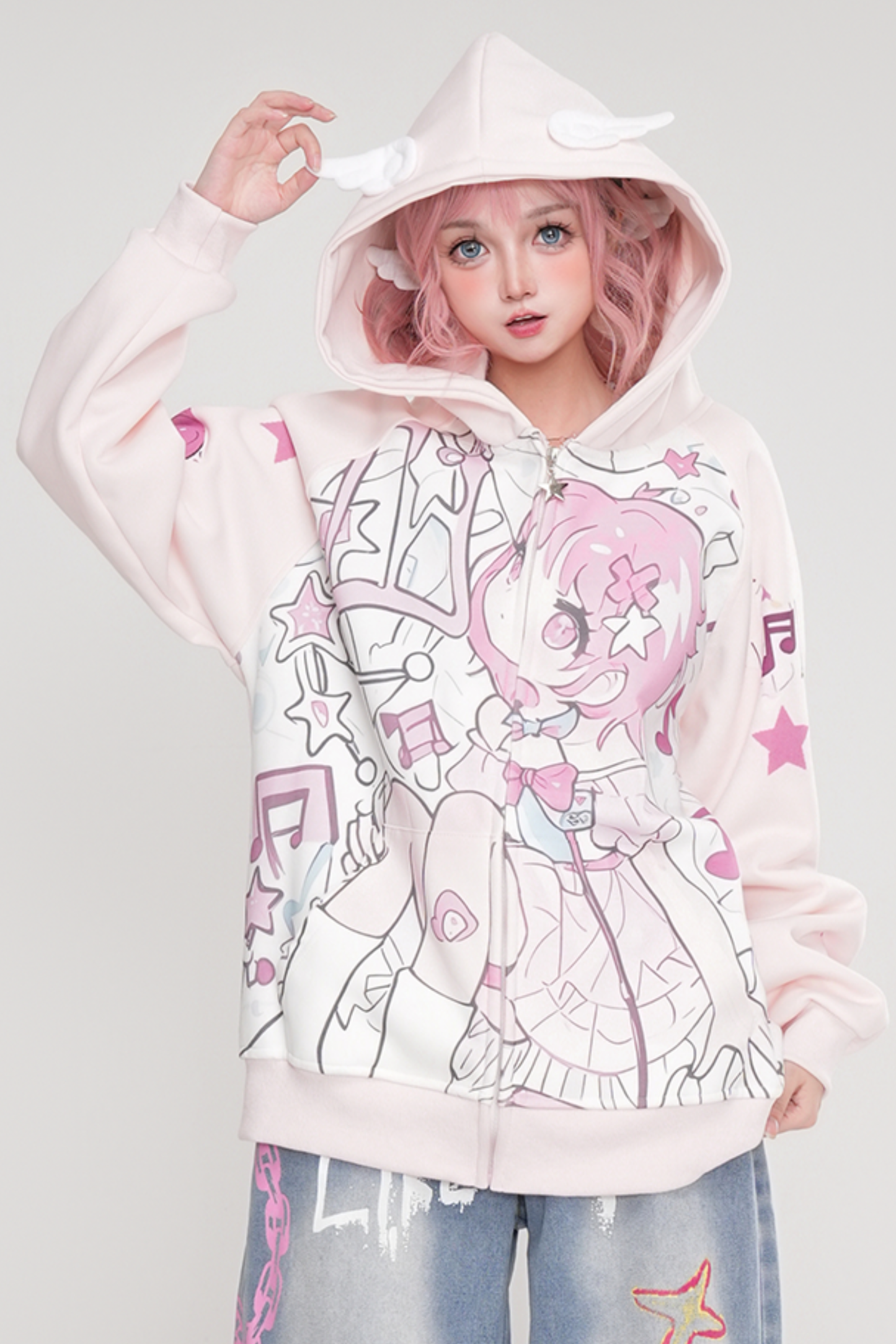 レースアニメフーデッドジャケット