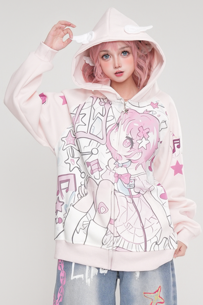 レースアニメフーデッドジャケット