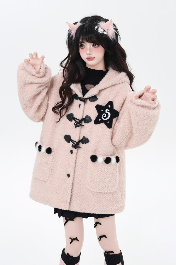 Cat lamb wool cotton jacket