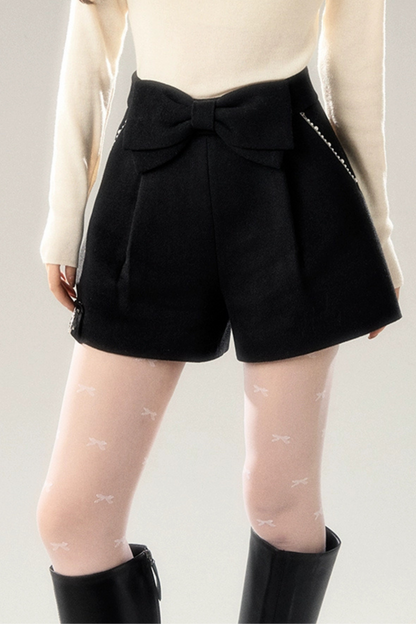 Ribbon English Style Wool Shorts