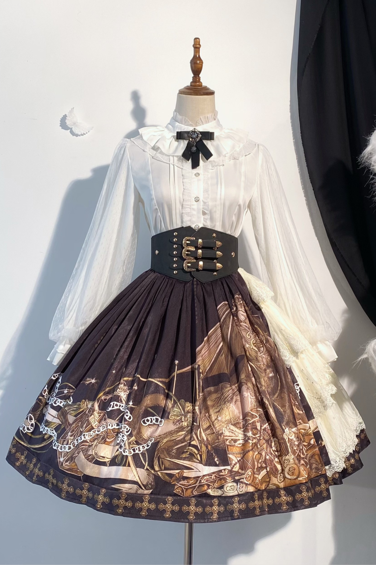 レトロシックデザインフレアロリータスカート