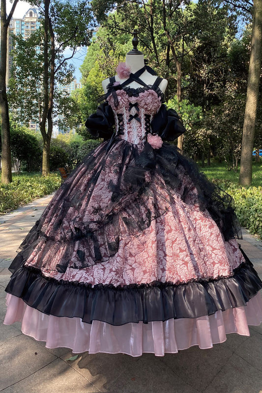 ダークフローラルロリータドレス