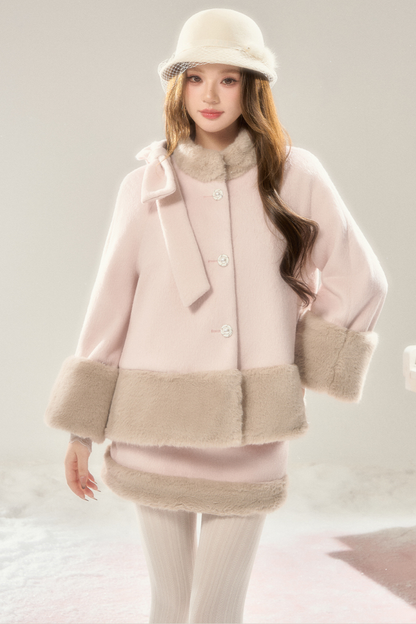 Sugar Latte Fur Coat + Fur Skirt