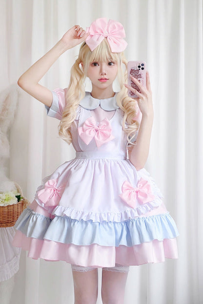 Pink And Blue Lolita Maid Dress