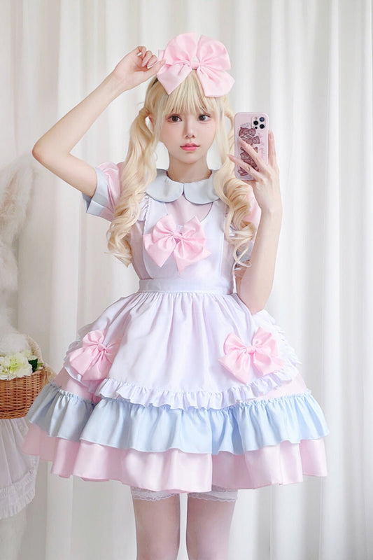 Pink And Blue Lolita Maid Dress