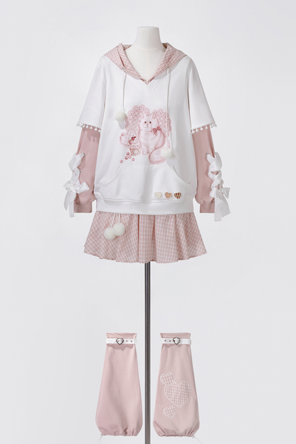 スイートキャットフードトップス+スカート+レッグウォーマー