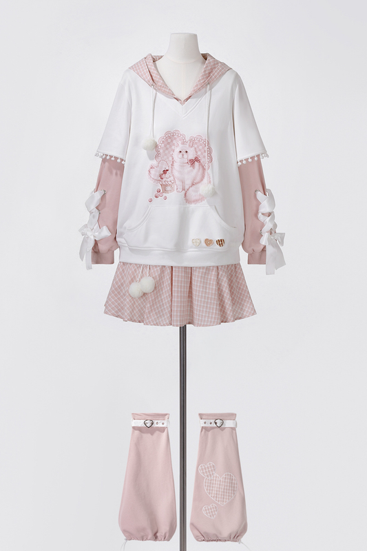 スイートキャットフードトップス+スカート+レッグウォーマー