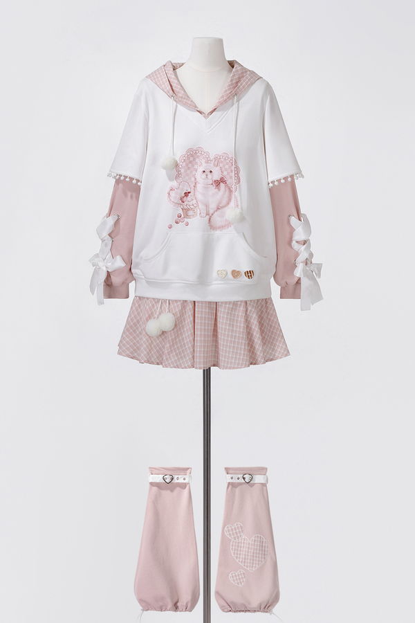 スイートキャットフードトップス+スカート+レッグウォーマー