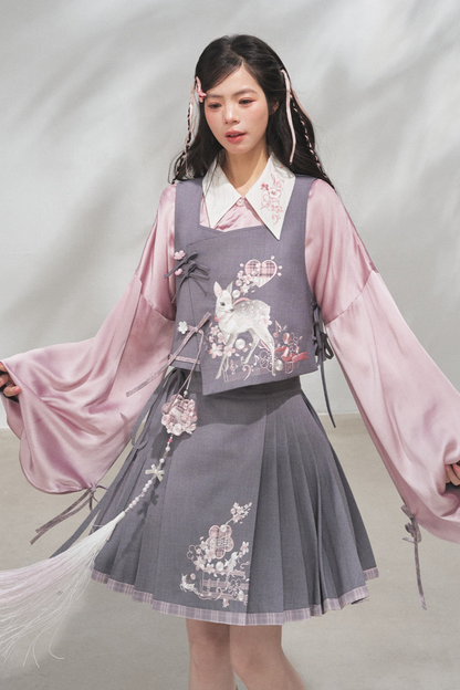 樱花节奏狩猎马甲+衬衫+裙子+裤子+配饰